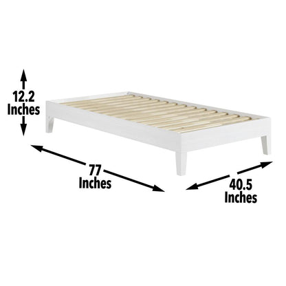 Nix White Solid Wood Platform Bed, Twin