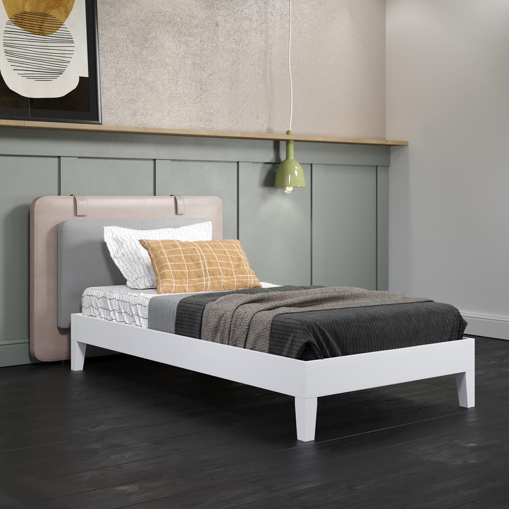 Nix White Solid Wood Platform Bed, Twin