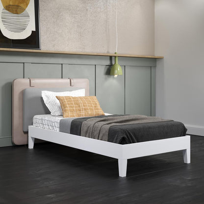 Nix White Solid Wood Platform Bed, Twin