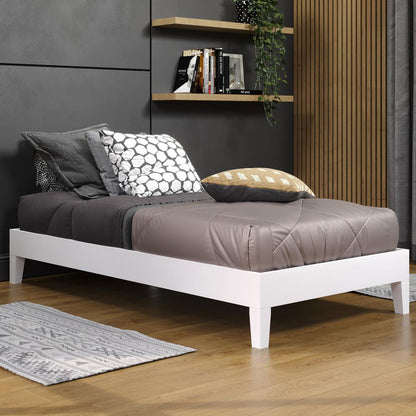 Nix White Solid Wood Platform Bed, Twin