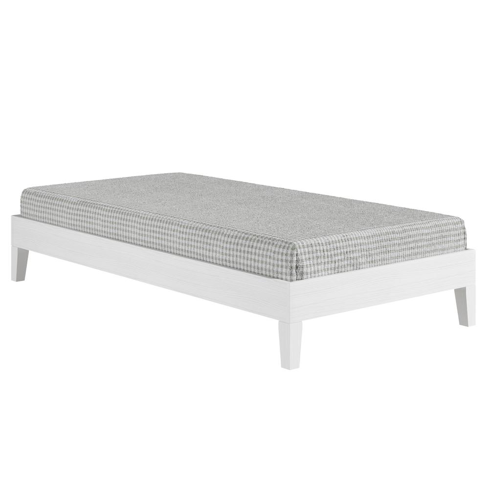 Nix White Solid Wood Platform Bed, Twin
