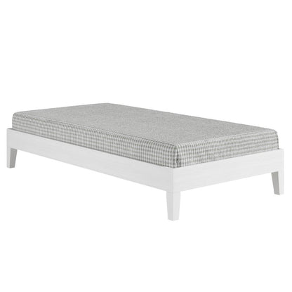 Nix White Solid Wood Platform Bed, Twin