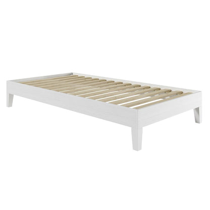 Nix White Solid Wood Platform Bed, Twin