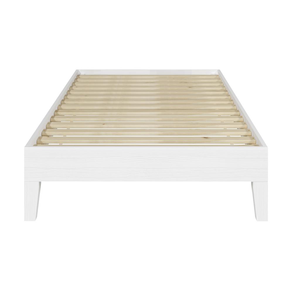 Nix White Solid Wood Platform Bed, Twin