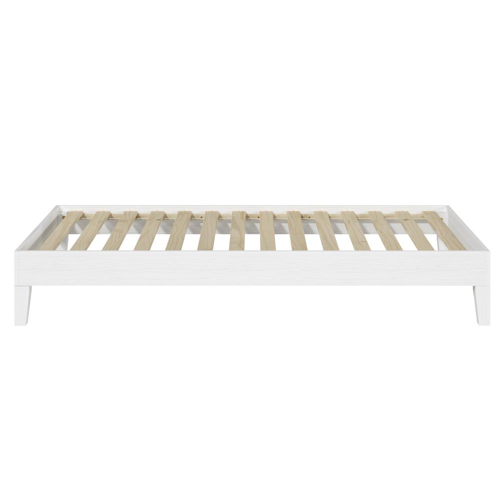 Nix White Solid Wood Platform Bed, Twin