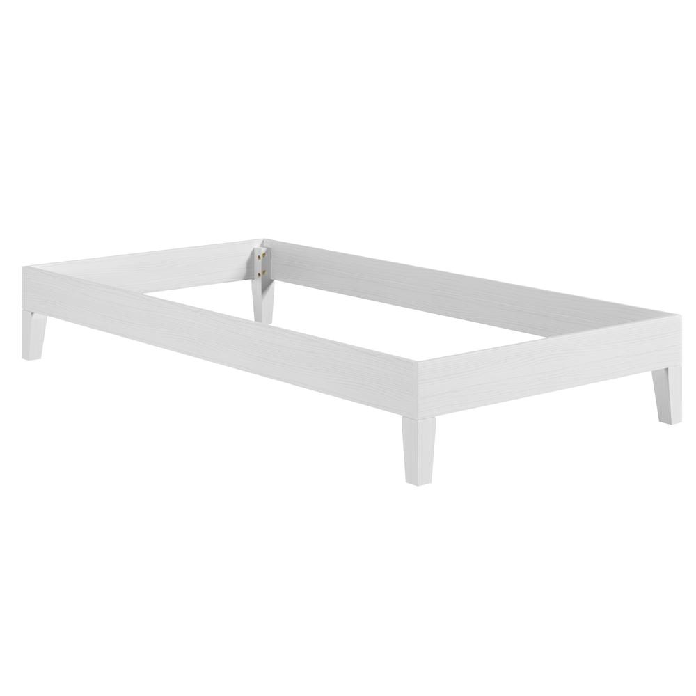 Nix White Solid Wood Platform Bed, Twin