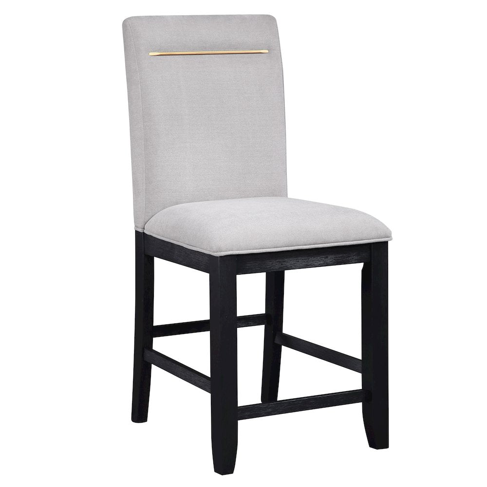 Yves Black Counter Table With 8 Grey Counter Chairs