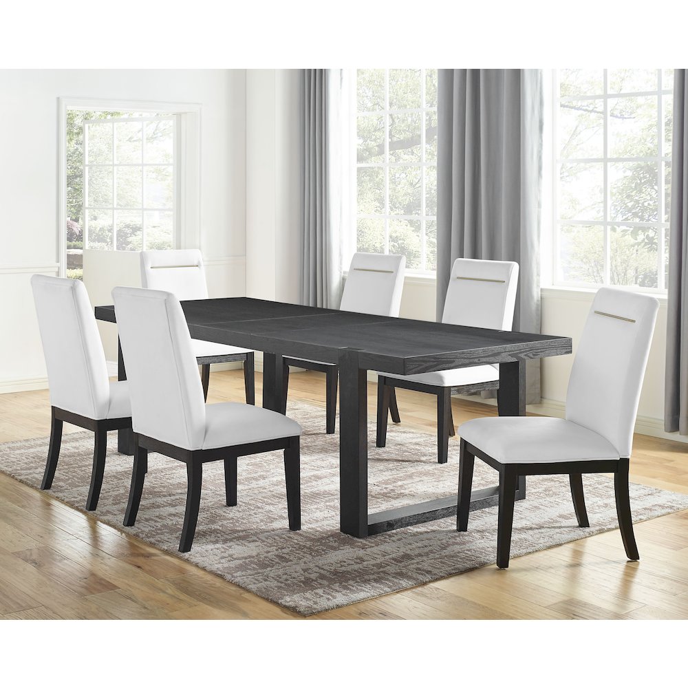 Acacia and Mango Wood Dining Table with Iron Base, Modern Kitchen Table, Black