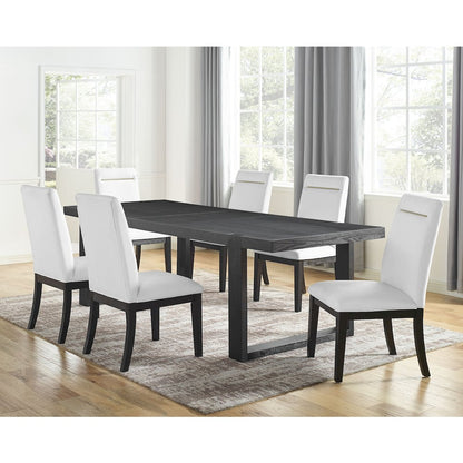 Acacia and Mango Wood Dining Table with Iron Base, Modern Kitchen Table, Black