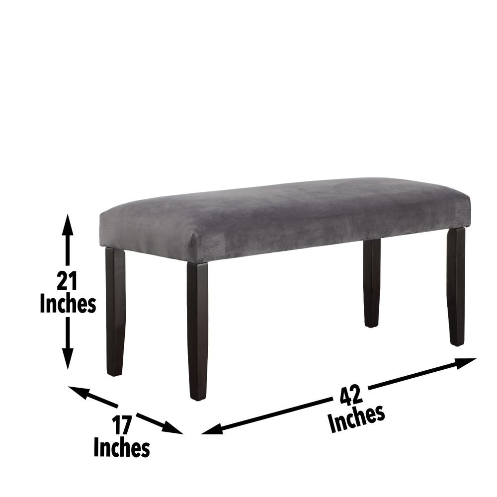Napoli Gray Velvet Bench