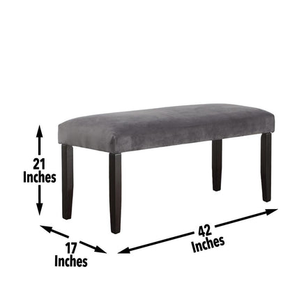 Napoli Gray Velvet Bench
