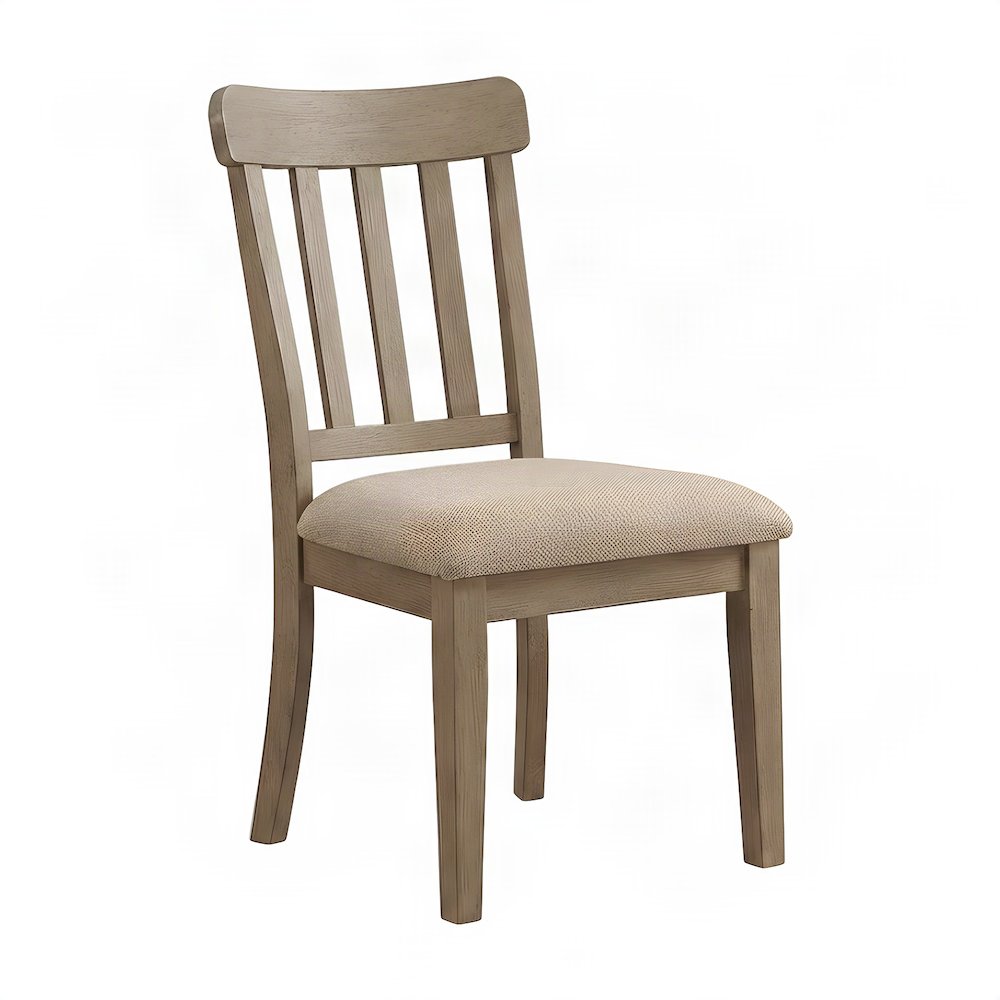 Polyester-Upholstered Dining Chair with Rubberwood Legs for Kitchen, Brown