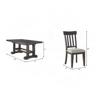 Mango and Rubberwood Farmhouse Dining Table with Chairs 7 Piece Set, Brown