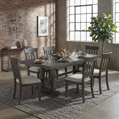 Mango and Rubberwood Farmhouse Dining Table with Chairs 7 Piece Set, Brown