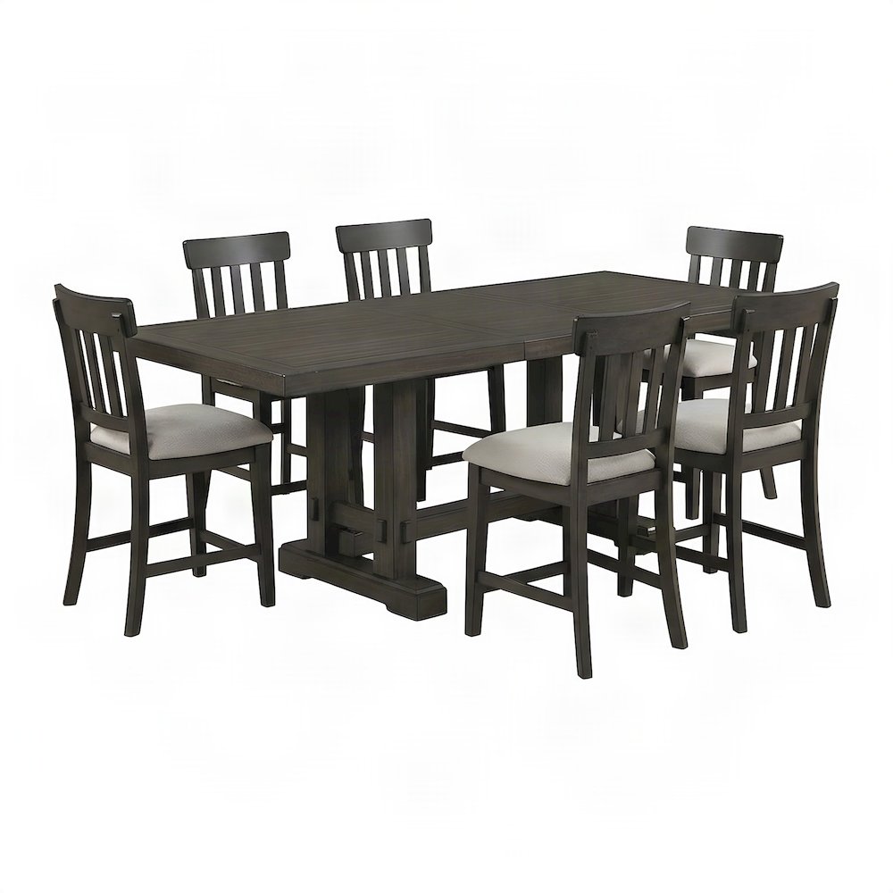 Mango Wood Counter Height Dining Table and Stools 9 Piece Set, Brown