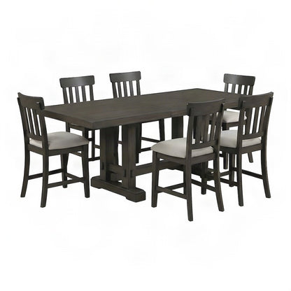 Mango Wood Counter Height Dining Table and Stools 9 Piece Set, Brown