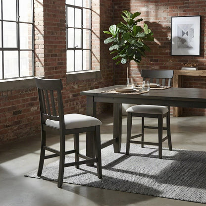 Rubberwood Counter Height Kitchen Bar Stools with Wooden Back, Set of 2, Brown