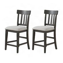 Rubberwood Counter Height Kitchen Bar Stools with Wooden Back, Set of 2, Brown
