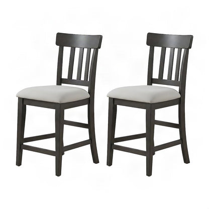 Rubberwood Counter Height Kitchen Bar Stools with Wooden Back, Set of 2, Brown