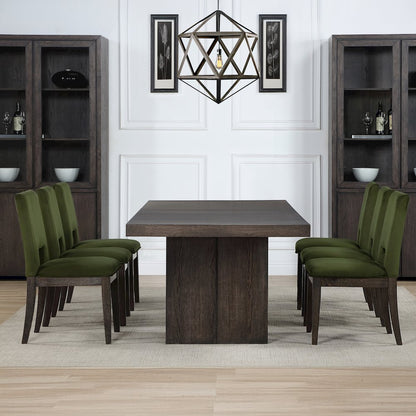 Evan 78-+96-inch Dining Table w/18-inch leaf, 4 Emerald Side Chairs