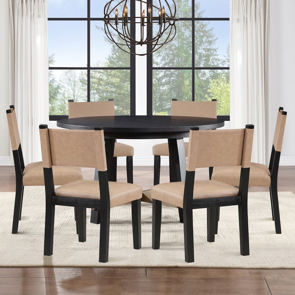 Aubrey Black 7pc Round Dining Set