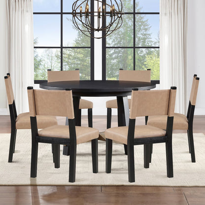 Aubrey Black 7pc Round Dining Set
