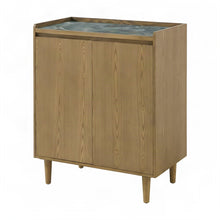 MDF and Sintered Inlay Top Bar Cabinet, Iron Legs, Buffet Sideboard, Light Brown