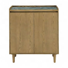 MDF and Sintered Inlay Top Bar Cabinet, Iron Legs, Buffet Sideboard, Light Brown