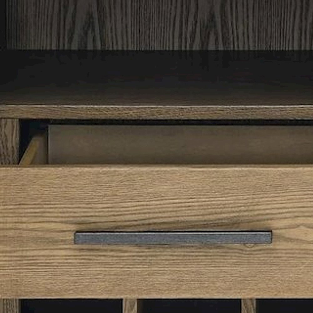 MDF and Sintered Inlay Top Bar Cabinet, Iron Legs, Buffet Sideboard, Light Brown