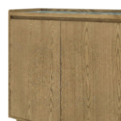 MDF and Sintered Inlay Top Bar Cabinet, Iron Legs, Buffet Sideboard, Light Brown