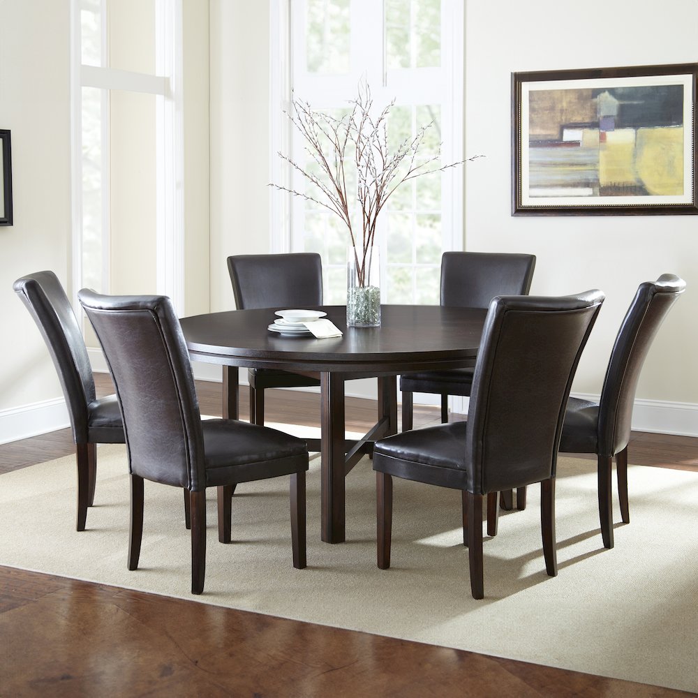 Hartford 72in Dining Set 7 PC with Brown Chairs