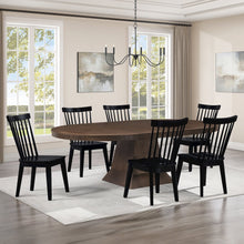Vaughn Coffee 7-Piece 60-96" Dining Set, 6 Vaughn Black Side Chairs