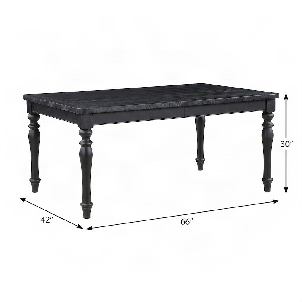 Rubberwood and MDF Extendable Rectangle Kitchen Dining Table with Leaf, Black