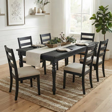 Rubberwood and MDF Extendable Rectangle Kitchen Dining Table with Leaf, Black