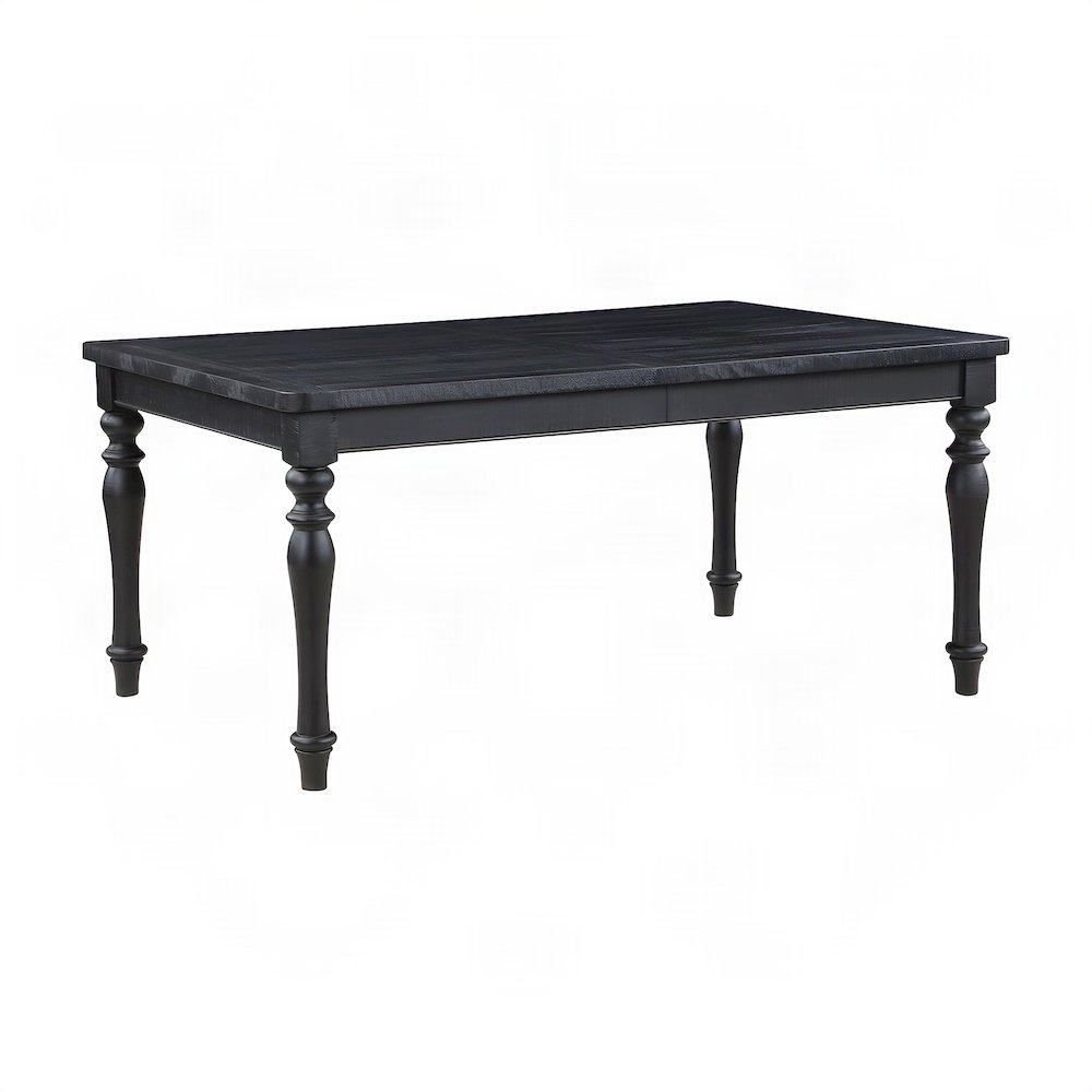 Rubberwood and MDF Extendable Rectangle Kitchen Dining Table with Leaf, Black