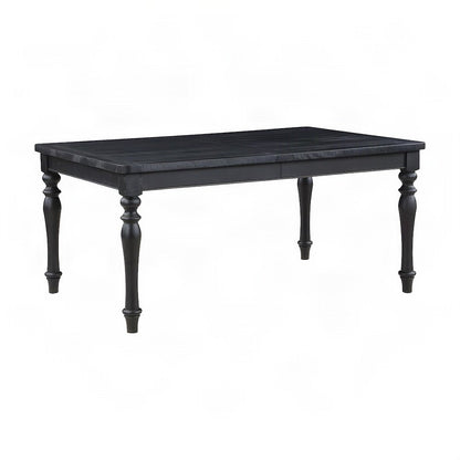 Rubberwood and MDF Extendable Rectangle Kitchen Dining Table with Leaf, Black