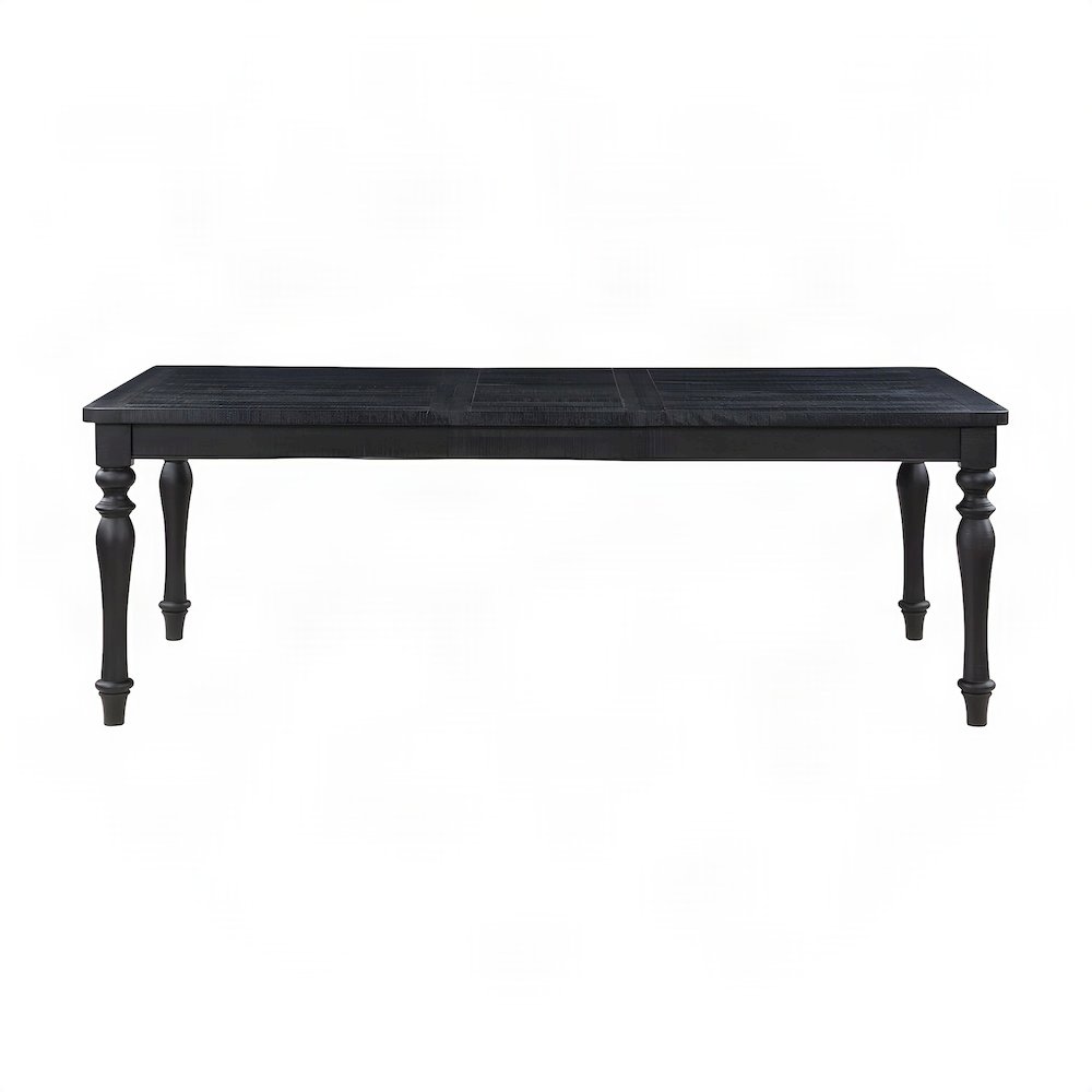 Rubberwood and MDF Extendable Rectangle Kitchen Dining Table with Leaf, Black