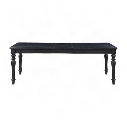 Rubberwood and MDF Extendable Rectangle Kitchen Dining Table with Leaf, Black