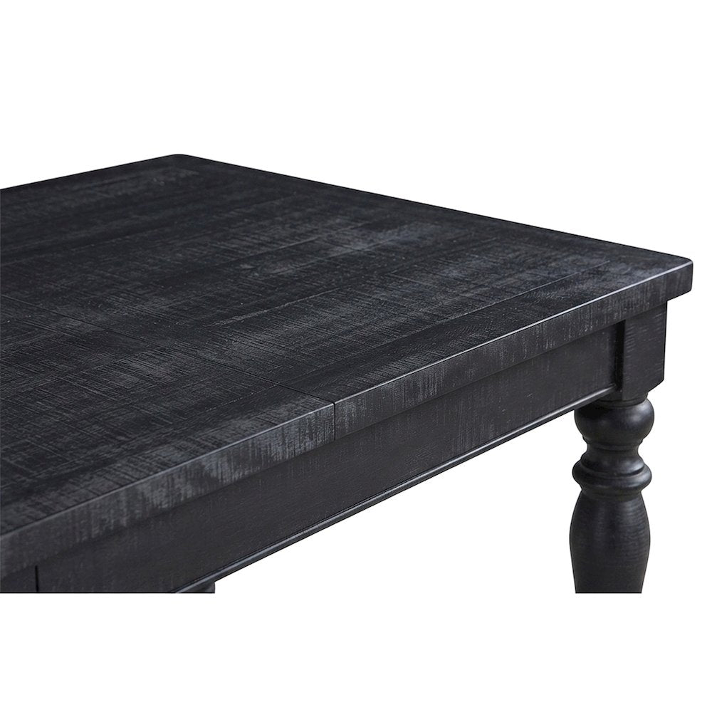 Rubberwood and MDF Extendable Rectangle Kitchen Dining Table with Leaf, Black