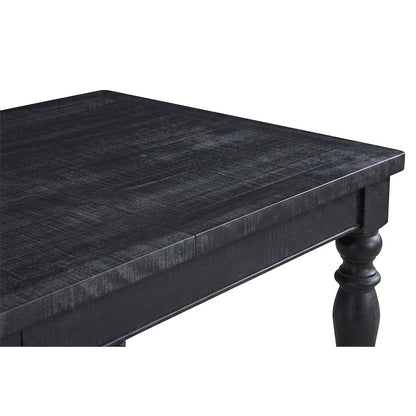 Rubberwood and MDF Extendable Rectangle Kitchen Dining Table with Leaf, Black