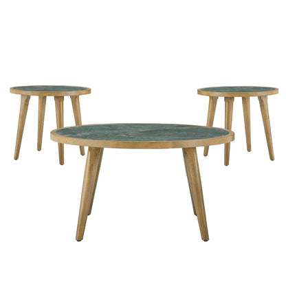 Novato 3-Piece Sintered Stone Table Set (Cocktail Table & 2 End Tables)