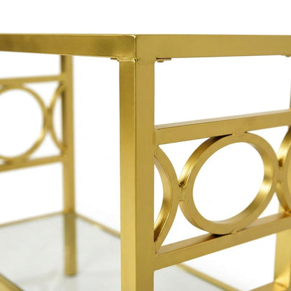Iron and Tempered Glass Console Table for Entryway or Behind Couch, Gold
