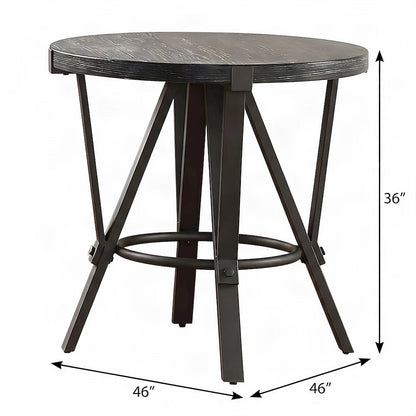 Round MDF, Rubberwood, and Iron Counter Height Bar Dining Table, Brown