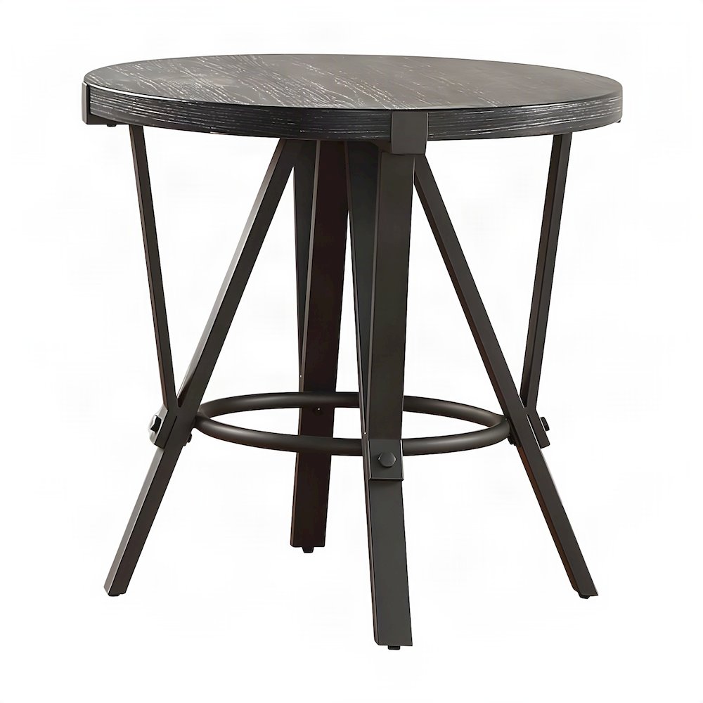Round MDF, Rubberwood, and Iron Counter Height Bar Dining Table, Brown