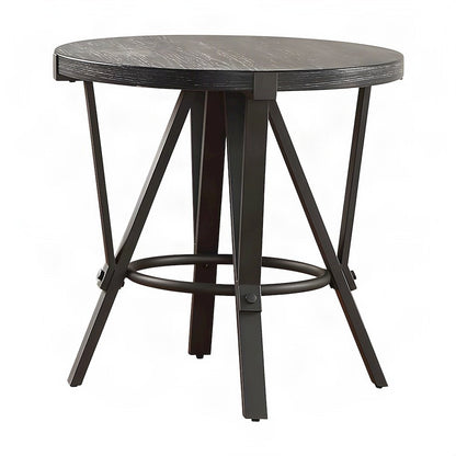 Round MDF, Rubberwood, and Iron Counter Height Bar Dining Table, Brown