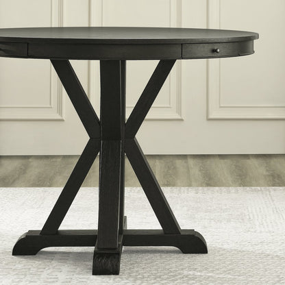 Rylie Counter Table & 4 Swivel Counter Chairs, Black Finish/Sand Vegan Leather