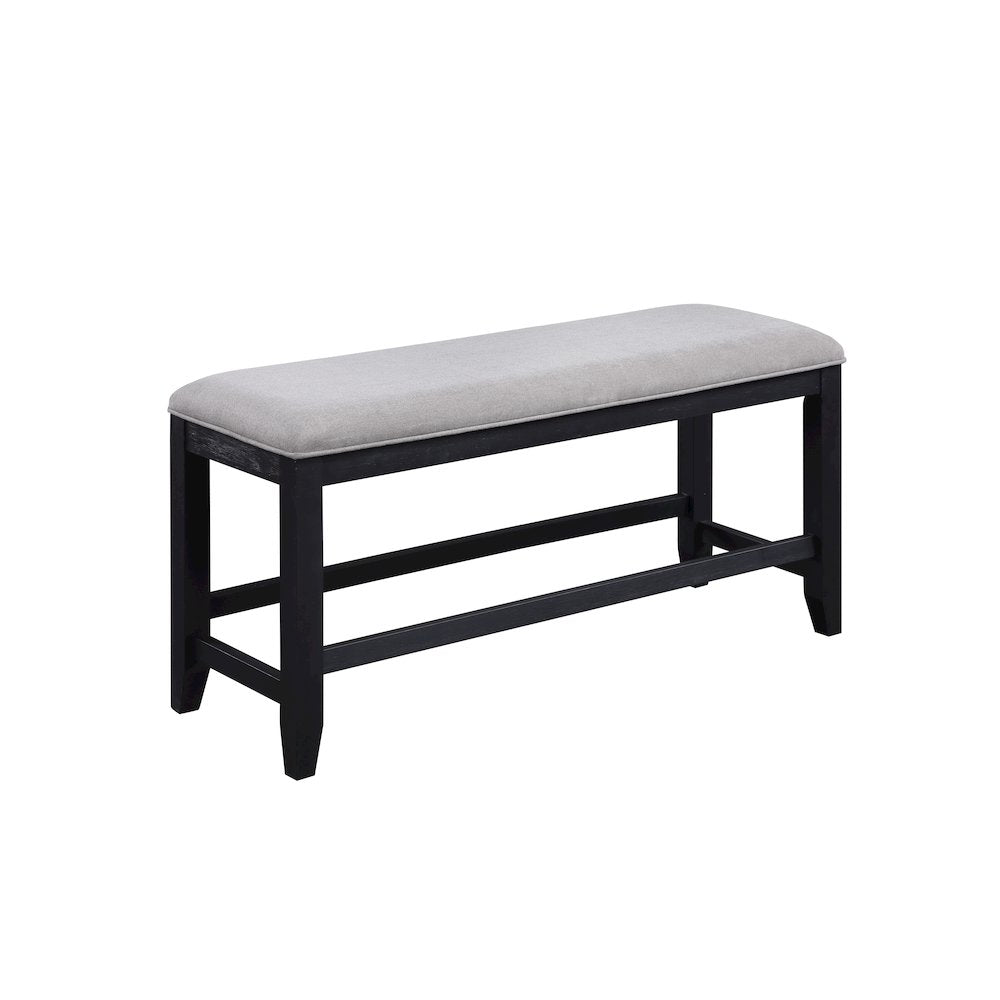 Yves Black Counter Table With Storage  Bench and 4 Grey Counter Chairs