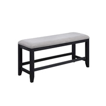 Yves Black Counter Table With Storage  Bench and 4 Grey Counter Chairs