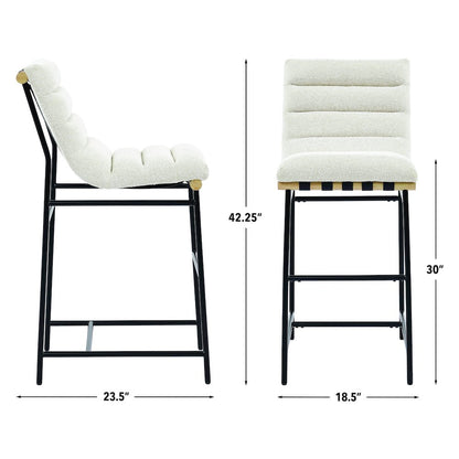 Nicco Eggshell Polyester 30" Bar Stool with Black Iron Base