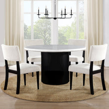Colvin 5-Piece 52" Round White Marble Dining Set, Black